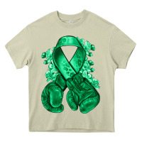 Emerald Green Ribbon Liver Cancer Boxing Gloves Heavy Core Tee | Teevron