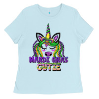 Baby Blue mardi gras cutie unicorn Ladies Tee - CowGirlArtShop