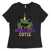 Black mardi gras cutie unicorn Ladies Tee - CowGirlArtShop