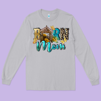 Barn Mom Mother's Day Long Sleeve Tee Designed By Fadigitalartstudio
