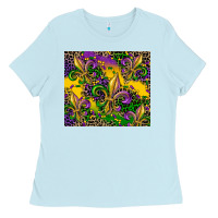 Baby Blue mardi gras fleur de lis Ladies Tee - CowGirlArtShop