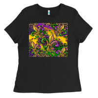 Black mardi gras fleur de lis Ladies Tee - CowGirlArtShop