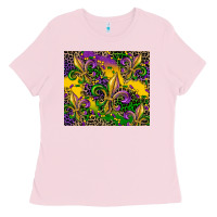 Bubblegum Pink mardi gras fleur de lis Ladies Tee - CowGirlArtShop