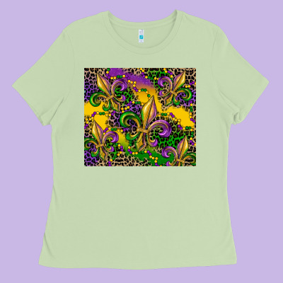 Mardi Gras Fleur De Lis Ladies Tee Designed By Cowgirlartshop