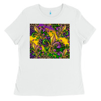 White mardi gras fleur de lis Ladies Tee - CowGirlArtShop