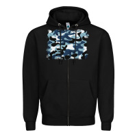 Black blue camouflage background Zipper Hoodie - BarkalooDesign