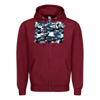 Burgundy blue camouflage background Zipper Hoodie - BarkalooDesign