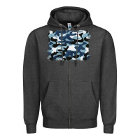 Charcoal Heather blue camouflage background Zipper Hoodie - BarkalooDesign