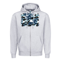 Heather Grey blue camouflage background Zipper Hoodie - BarkalooDesign