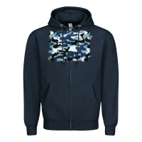 Navy blue camouflage background Zipper Hoodie - BarkalooDesign