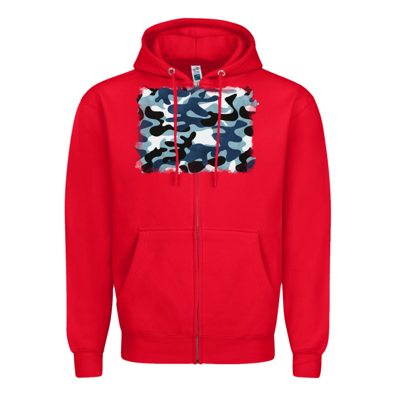 Blue Camouflage Background Zipper Hoodie by BarkalooDesign | Teevron