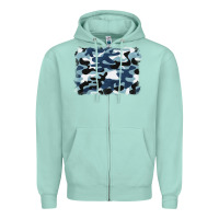 Seafoam blue camouflage background Zipper Hoodie - BarkalooDesign