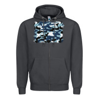 Smoke blue camouflage background Zipper Hoodie - BarkalooDesign