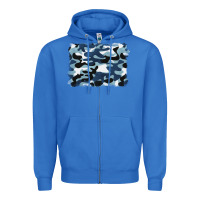 True Royal blue camouflage background Zipper Hoodie - BarkalooDesign