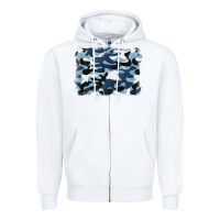 White blue camouflage background Zipper Hoodie - BarkalooDesign