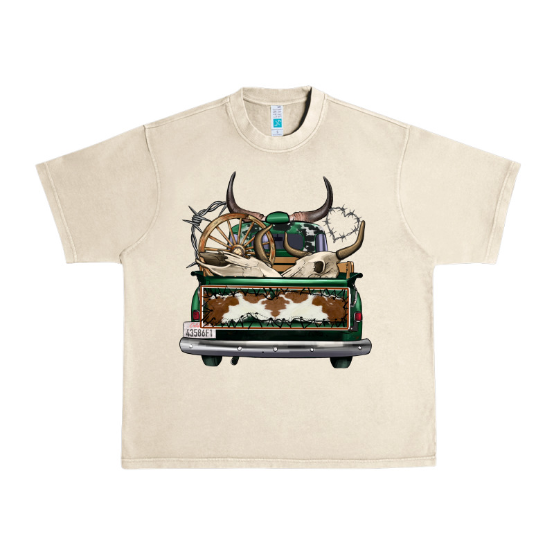 Cowhide And Hunter Truck Olivia Urban Heavy Tee by OliviaCreatesArt | Teevron