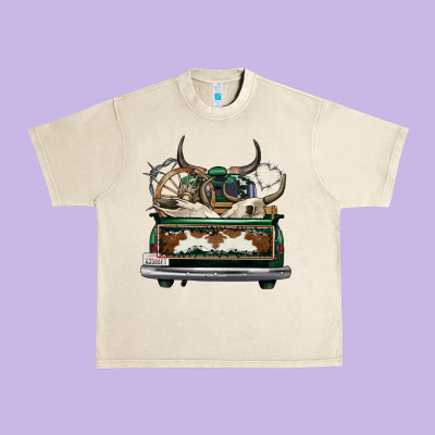Cowhide And Hunter Truck Olivia Urban Heavy Tee Designed By Oliviacreatesart