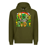 Army Green Lucky Little Dude Premium Hoodie - CowhideDigitalArt