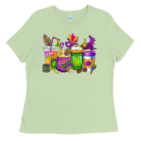 Matcha mardi gras coffee cups cowgirl Ladies Tee - CowGirlArtShop