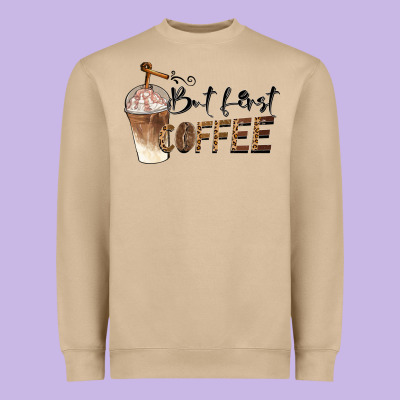 But First Coffee Heavyweight Sweatshirt Designed By Barkaloodesign