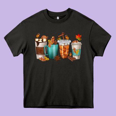 Thankful Coffee Cups Heavy Core Tee Designed By Texasbilliewilder