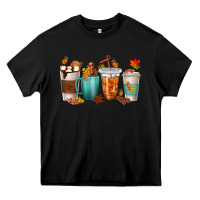 Black Thankful Coffee Cups Heavy Core Tee - texasbilliewilder