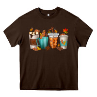 Chocolate Brown Thankful Coffee Cups Heavy Core Tee - texasbilliewilder