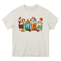 Cream Thankful Coffee Cups Heavy Core Tee - texasbilliewilder