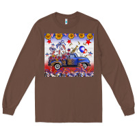 Chestnut Fourth Of July Truck American Flag Long Sleeve Tee - FaDigitalArtStudio