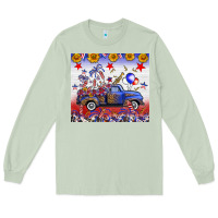 Matcha Fourth Of July Truck American Flag Long Sleeve Tee - FaDigitalArtStudio