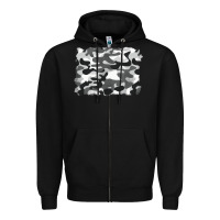 Black black and white camouflage Zipper Hoodie - BarkalooDesign
