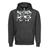 Charcoal Heather black and white camouflage Zipper Hoodie - BarkalooDesign