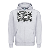 Heather Grey black and white camouflage Zipper Hoodie - BarkalooDesign