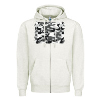 Oatmeal Heather black and white camouflage Zipper Hoodie - BarkalooDesign