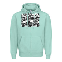 Seafoam black and white camouflage Zipper Hoodie - BarkalooDesign