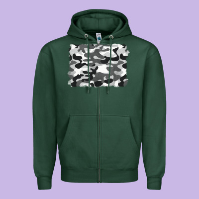 Black And White Camouflage Zipper Hoodie Designed By Barkaloodesign