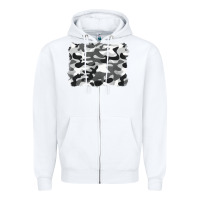 White black and white camouflage Zipper Hoodie - BarkalooDesign