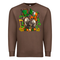 Chestnut st patricks donkeys with  shamrocks Premium Sweatshirt - AdoDesignShop
