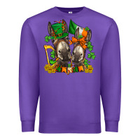 Purple st patricks donkeys with  shamrocks Premium Sweatshirt - AdoDesignShop