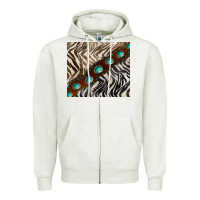 Oatmeal Heather zebra gemstone leather Zipper Hoodie - BarkalooDesign