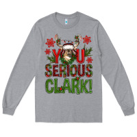 Heather Grey you serious clark with deer bbs Long Sleeve Tee - BundleAndBundleShop