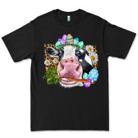 Black Happy Easter Cow with eggs Easter Day Premium Tee - HowdyJamesFarm