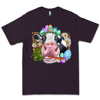 Plum Happy Easter Cow with eggs Easter Day Premium Tee - HowdyJamesFarm