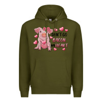 Army Green Valentine's Day Don't Go Bacon My Heart Premium Hoodie - RanaPortraitStore