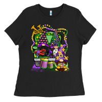 Black mardi gras gnomies truck Ladies Tee - CowGirlArtShop