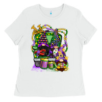 White mardi gras gnomies truck Ladies Tee - CowGirlArtShop