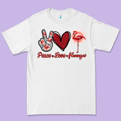 Peace Love Flamingo Premium Tee Designed By Jasminsmagicworld