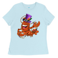 Baby Blue mardi gras crawfish Ladies Tee - CowGirlArtShop