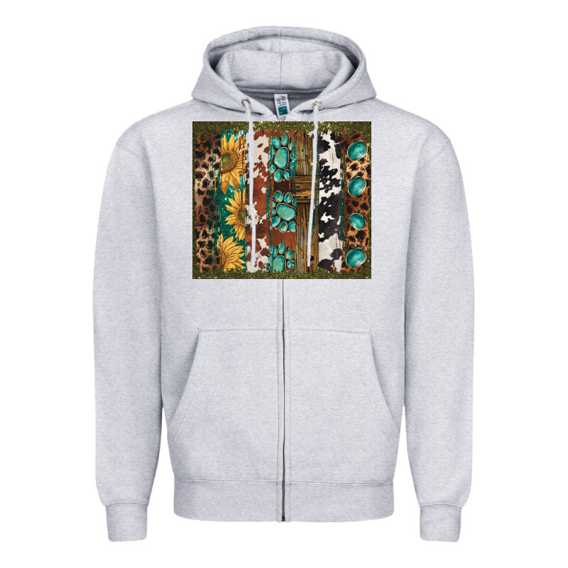 Western Patterns Brushstroke Zipper Hoodie by BarkalooDesign | Teevron