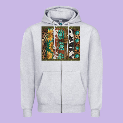 Western Patterns Brushstroke Zipper Hoodie Designed By Barkaloodesign